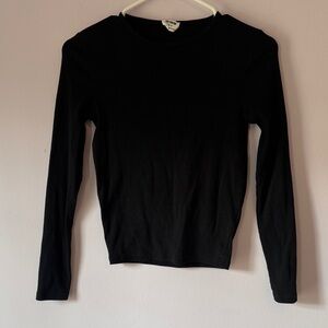 Cotton On Black Long Sleeve Small Cropped Tee